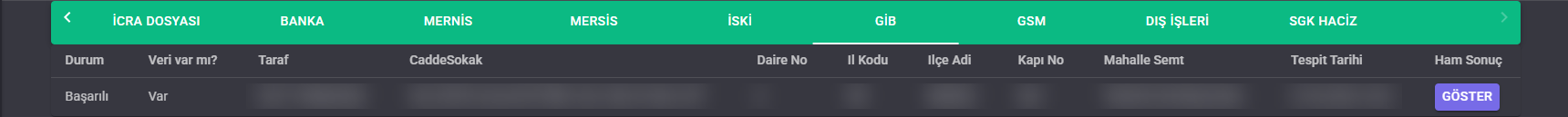 LawAst UYAP GİB sorgu sonuç tablosu