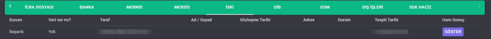 LawAst UYAP İSKİ sorgu sonuç tablosu