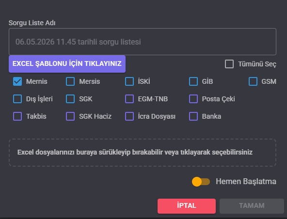 Mernis sorgu ekranı